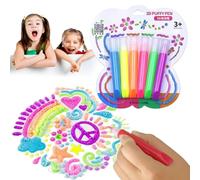 LearnLyrics Lot de 6 stylos à bulles de couleur - Fournitures d'art amusantes pour le dessin et le coloriage, marqueurs créatifs pour garçons et filles à partir de 3 ans