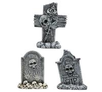 LearnLyrics Mini Figurine Tombeau - Ornement Halloween Squelette Effrayant, Statue De Cimetière en Résine | Horribles Petites Figurines Tombeaux, Décoration pour Bureau, Salon, Maison