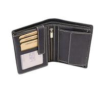 LEAS Portefeuille homme pour 12 cartes de crédit porte monnaie, cuir véritable - Vintage-Collection (noir)