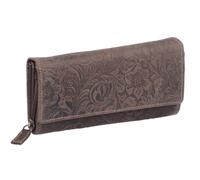 LEAS Portefeuille pour femme, cuir véritable, marron foncé - Vintage-Collection