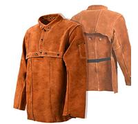 LeaSeek Veste de soudage en cuir - Tablier de soudure robuste avec manches (Small)