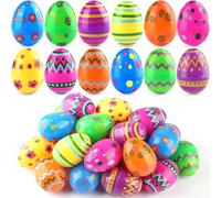 LEASEN Lot de 24 œufs de Pâques imprimés en vrac, 6,1 cm, œufs de Pâques vides à remplir pour la chasse aux œufs de Pâques, cadeaux de fête de Pâques pour enfants, remplissage de panier
