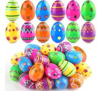 LEASEN Lot de 36 œufs de Pâques imprimés lumineux de 6,1 cm en plastique à remplir pour la chasse sur le thème de Pâques, remplissage de paniers, friandises de fête, fournitures de prix en classe