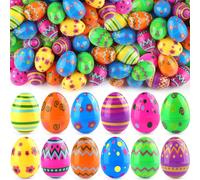 LEASEN Lot de 60 œufs de Pâques imprimés en vrac, 6,1 cm, œufs de Pâques vides à remplir pour la chasse aux œufs de Pâques, cadeaux de fête de Pâques pour enfants, remplissage de panier