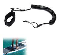 Leash de surf de 10 pieds, accessoires de stand up paddle, laisse de sécurité Sup kayak, dragonne de pied rétractable pour surf, rafting, bateau, pêche, etc. (Corde TPU de 5 mm noire)