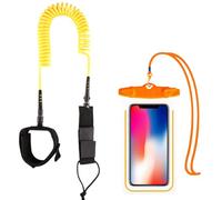 Leash Paddle de Surf et Pochettes Étanches,10 Pieds 7mm TPU Surfant Cordon Enroulé Planche,Corde de Jambe Rembourrée avec Sangle Cheville,Doubles Pivots Acier Inoxydable et Triple économiseur Rail