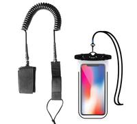 Leash Paddle de Surf et Pochettes Étanches,10 Pieds 7mm TPU Surfant Cordon Enroulé Planche,Corde de Jambe Rembourrée avec Sangle Cheville,Doubles Pivots Acier Inoxydable et Triple économiseur Rail