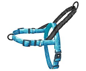 Leashboss Harnais réfléchissant Anti-Traction pour Chien avec poignée élastique, Clip de Fixation arrière et Avant, Collection de Motifs (Motif Vague, Taille L)