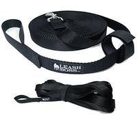 Leashboss Laisse de Dressage Longue en Nylon de 2,5 cm avec Sangle de Rangement (4,5 m, Noir)