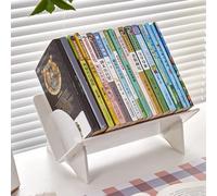 leasote Bibliothèque de bureau - Étagère inclinable en plastique pour DVD, organiseur de livres, étagère de rangement pour albums, étagère d'affichage de livres, blanc