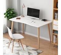 leasote Bureau d'ordinateur, bureau d'étude de style nordique, table d'écriture en bois avec bord ergonomique, bureau spacieux, bureau moderne pour bureau à domicile (39,37 cm, blanc)