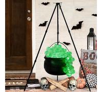 leasote Décorations d'Halloween, grand chaudron de sorcière sur trépied avec lumières, seau à bonbons Hocus Pocus, décoration de fête pour la maison, le porche, la cour, décoration d'Halloween, vert-A