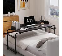 leasote Table de lit avec roulettes à 360 degrés, bureau de lit mobile avec déflecteurs, table de poste de travail debout, table à manger, bureau d'ordinateur, noir, 120 x 50 cm