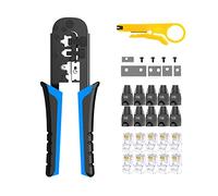 Leatbuy Kit d'outils de sertissage RJ45 pour RJ11/RJ12/CAT5/CAT6/Cat5e, testeur de câble LAN professionnel, outil de réparation de réseau, pince à sertir, pince à dénuder (bleu)
