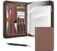 Leathario Porte Document A4 en Simili Cuir, avec Papiers Écrit, Porte Bloc-notes pour Record de Réunion, Portefeuille A4 Zippée et Conférencier, Légère