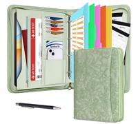 Leathario Portfolio A4 en PU Porte Document pour Bureau, Classeur à Quatre Anneaux avec Bloc - Notes, Agenda d'affaires Organiseur de Conférence,Conférencier pour Directeur