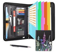 Leathario Portfolio A4 Porte-documents, avec à 5 Anneaux, Organiseur de Conférence, Carnet d'écriture - Dossier de présentation professionnel