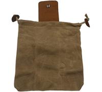 Leather and Canvas Bushcraft Bag, Multi-Purpose Foraging Bag, Canvas Bushcraft Bag with Leather Cover Buckle Foldable Tool Pouch with Drawstring for Outdoors Camping (Brown)