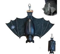 Leather Bat Coin Purse, Hand-Sewn Gothic Zippered Pouch with Wings - Upside-Down Hanging Keychain Wallet for Bags & Belts, Unique Gift for Women & Men (1pcs)