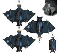 Leather Bat Coin Purse, Hand-Sewn Gothic Zippered Pouch with Wings - Upside-Down Hanging Keychain Wallet for Bags & Belts, Unique Gift for Women & Men (3pcs)