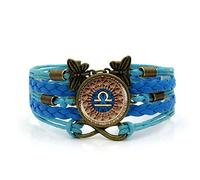 Leather Bracelets,Blue Rope en Balance Art,Time Gemstone Multi-Layer Hand-Woven Glass Combination Jewelry Ladies Fashion European and American Jewelry