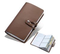 Leather Business Card Organizer, RFID Blocking Credit Card Holder, Professional Business Card Holder and Name Card Book, Credit Card Protector - Holds 96 Cards(Darkbrown)