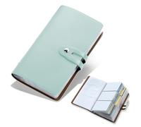 Leather Business Card Organizer, RFID Blocking Credit Card Holder, Professional Business Card Holder and Name Card Book, Credit Card Protector - Holds 96 Cards(Light green)