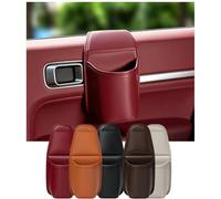 Leather Car Door Cup Holder, Removable Hook and Loop Drink Holder for Front Seat and Backseat, Car Door Organizer (Red)