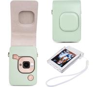 Leather Carrying Case Compatible with Fuji Mini LiPLAY, for Fuji Liplay Camera and Bundle Accessories, Case and Case - Matcha Green, Mini Liplay Camera Case & Accessories