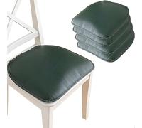 Leather Chair Cushions with Ties - Non-Slip U-Shaped Dining Seat Cushions for Kitchen & Dining Room 43 x 40 cm 1/2/4 Packs (Dark Green Set of 4)
