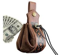 Leather Coin Pouch - Vintage Belt Pouch, Small PU Drawstring Bag, Medieval Accessory | 1.57x6.3 InchesFor Daily Commute Cosplay Costume Fantasy Prop Reenactment Event