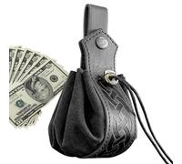 Leather Coin Pouch - Vintage Belt Pouch, Small PU Drawstring Bag, Medieval Accessory | 1.57x6.3 InchesFor Daily Commute Cosplay Costume Fantasy Prop Reenactment Event