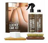 Kit d'entretien du cuir Leather Expert « Car Care Kit » - nettoyant pour cuir 250 ml + produit d'entretien du cuir 250 ml - brosse + éponge + chiffon en microfibre