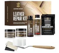 Leather Expert Kit d'entretien du Cuir Repair Kit - 2x25ml remplisseur de Cuir, remplisseur de Cuir Flexible + 2x50ml liant et Colle pour Cuir - Kit de Nettoyage du Cuir pour Voiture