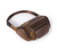 Leather Fanny Pack, Waist Bag Shoulder Bags, Motorcycle Phone Wallet Packs, Multifunctional Chest Satchel for Outdoor Sports Hiking Cycling(Dark Coffee)