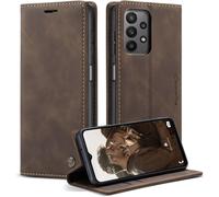 Leather Flip Case For Samsung Galaxy A23 - Premium Flip Case With Magnetic Card Holder For Samsung Galaxy A23, Coffee