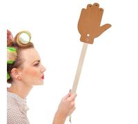 Leather Fly Swatter, Household Swatter, 18.8 inches Wooden Handle, Palm Shape Design Long Reach with Lanyard, Control for Home Indoor Outdoor Classroom and Kitchen Use