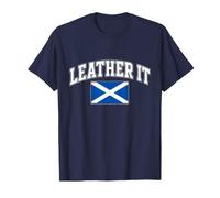 Leather it T-Shirt Drapeau écossais drôle avec Inscription en Anglais Bleu T-Shirt