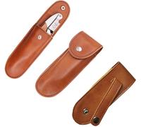 Leather Knife Case For Folding Pocket Knives 5 Inches,Protective Sleeve With Press Closure And Belt Attachment System For Pocket Knife,Sturdy And Durable,Brown,Leather Case