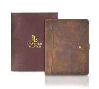 Leather & latch Porte-documents professionnel en cuir véritable pour format A4/papier à lettre avec boucle pour stylo, emplacements pour cartes, idéal pour homme et femme, affaires et entretiens