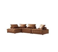 Leather Modular Sectional Sofa, Free-Combine Deep Seat Couch, Oversized Lounge with Detachable Pillows for Modern Living Room