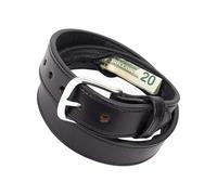 Leather Money Belt with Hidden Zipper Pocket, Improved Adjustability Feature, Secret Cash Storage Security Belt for Travel, Valuables, Jewelry, Keys, Memory Cards, and Receipts, 45.28x1.5 inches