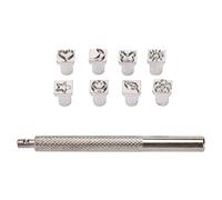 Leather Pattern Punch Set Metal Stamps DIY Stamping Tools 8 Patterns Clear Print Ergonomic Grip Alloy Steel Professional Leather Craft Printing Christmas Gifts