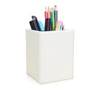 Leather Pen Holders Desk Organizers Square Pencil Makeup Organizers Office Supplies For Home And School Pencil Leather Pen Makeup Brush Container Square Desktop