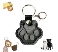 Leather Pet Memorial Keychain,Cute Paw Shaped Keepsake Collection of Cat and Dog Fur,Storage Pendant for Pet Lovers (Black)