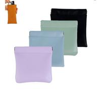 Leather Pouch - Personalized Snap Leather Storage Bag, Mini Portable Cosmetic Bag for Lipstick Glasses, Travel & Daily Use (D-4pc)