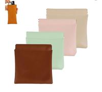 Leather Pouch - Personalized Snap Leather Storage Bag, Mini Portable Cosmetic Bag for Lipstick Glasses, Travel & Daily Use (E-4pc)