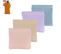 Leather Pouch - Personalized Snap Leather Storage Bag, Mini Portable Cosmetic Bag for Lipstick Glasses, Travel & Daily Use (F-4pc)