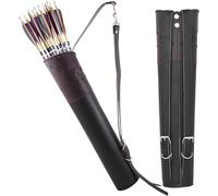 Leather Pro Impact Carquois traditionnels | Carquois de tir à l'arc en cuir véritable pour flèches | Carquois de chasse avec longues sangles réglables pour débutants et professionnels