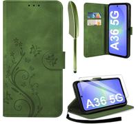 Leather Protective Case Compatible With Samsung Galaxy A36 5g And Screen Protector, Pu Leather Wallet Phone Case With Card Slots